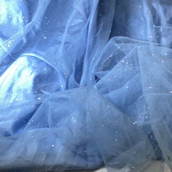 Juniors' Off-The-Shoulder Glitter Tulle Corset Gown - Picture 10 of 14